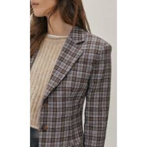 Nasty Gal Collection Blue Heritage‎ Check Plaid Oversized Blazer - 6